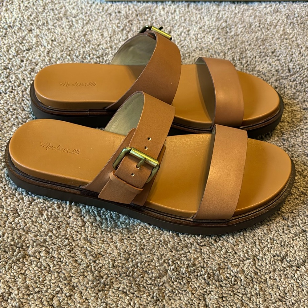 Madewell Double-Strap Sandals in Leather, size 8.5